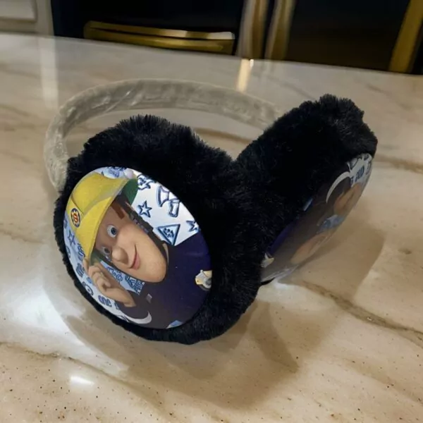 Fireman Sam Earmuffs Winter Boys Ear Muffs Black Grey - Image 2