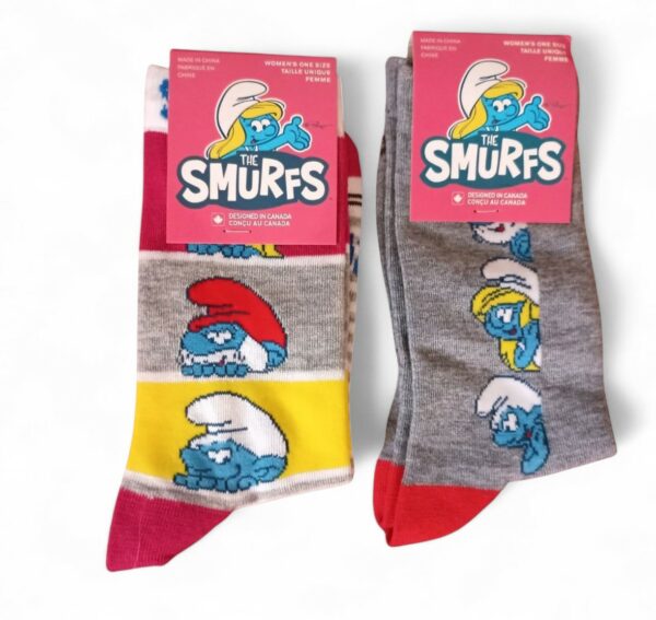 The Smurfs Girls Socks lot of 2 Grey Yellow Red Size US 6-9.5 - Image 4